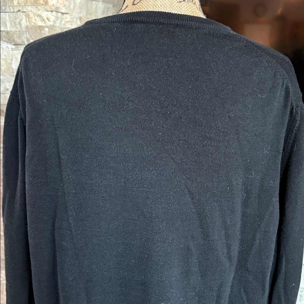 Gran Sasso Made in Italy wool silk blend black crewneck long sleeve sweater - Picture 9 of 16